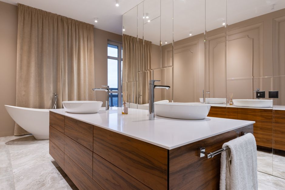 Modern luxury bathroom with beautiful fixtures